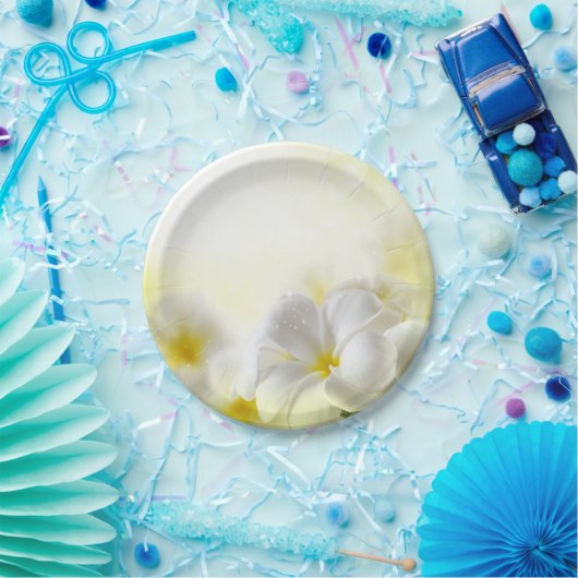 Assiettes En Carton Plumeria blanche hawaïenne (Fête)