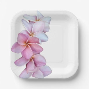 Assiettes En Carton Plumeria en plaque de papier rose