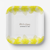 Assiettes En Carton Plumeria jaune Frangipani Mariage (Recto)