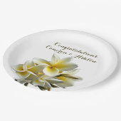 Assiettes En Carton Plumeria Mariage Jaune Fleurs Plaques en papier (Angle)