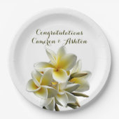 Assiettes En Carton Plumeria Mariage Jaune Fleurs Plaques en papier (Devant)