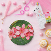 Assiettes En Carton Plumerias rose (Fête)