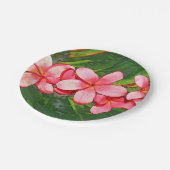 Assiettes En Carton Plumerias rose (Angle)