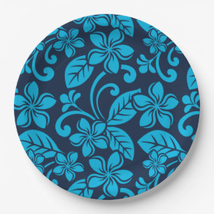Assiettes En Carton PLUMÉRIE DE L'ÎLE (Bleu x 2)