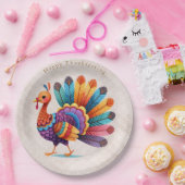 Assiettes En Carton Plumes brillantes Thanksgiving Turquie Plaque en p (Fête)