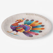 Assiettes En Carton Plumes brillantes Thanksgiving Turquie Plaque en p (Angle)