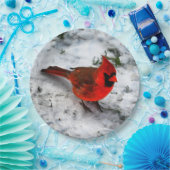 Assiettes En Carton Plumes cardinales rouges et plumage (Fête)