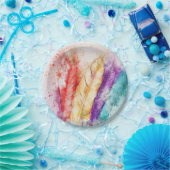 Assiettes En Carton Plumes colorées Plaque en papier (Fête)