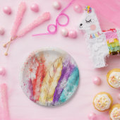 Assiettes En Carton Plumes colorées Plaque en papier (Fête)