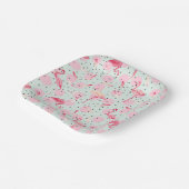 Assiettes En Carton Plumes de Flamant rose sur Pois (Angulaire)