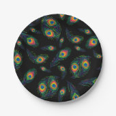 Assiettes En Carton Plumes de paon (Devant)