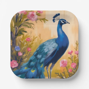 Assiettes En Carton Plumes de paon Fleur floral Animal Beau