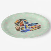 Assiettes En Carton Plumes en forme de coeur Aquarelle Design (Angle)