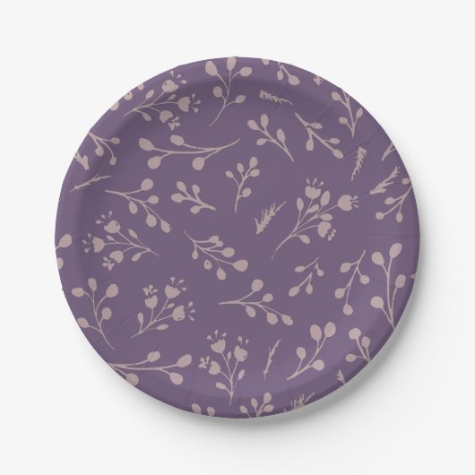 Assiettes En Carton Plumes Feuille de tulipe violet personnalisé Motif (Devant)
