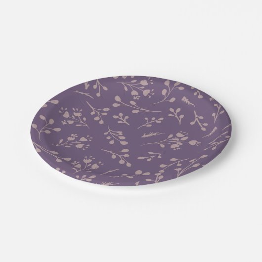 Assiettes En Carton Plumes Feuille de tulipe violet personnalisé Motif (Angle)