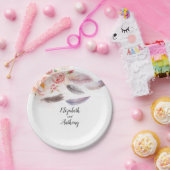 Assiettes En Carton Plumes florales Boho (Fête)