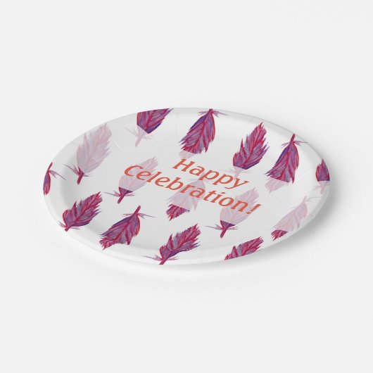 Assiettes En Carton Plumes violettes roses Joyeuses Plaques personnali (Angle)