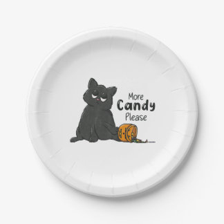 Assiettes En Carton Plus de bonbons s'il vous plaît Halloween Chat Noi