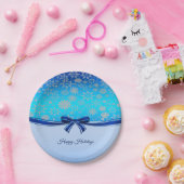 Assiettes En Carton Pneu de neige Bleu Ruban Plaque en papier de vacan (Fête)