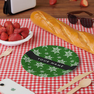 Assiettes En Carton Pneus blancs, Vert, Votre nom, Personnaliser