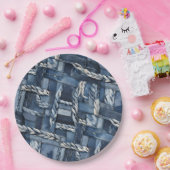 Assiettes En Carton Poche Et Tresses En Denim Distressé Sombre (Fête)