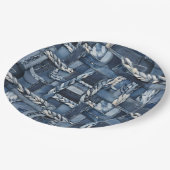 Assiettes En Carton Poche Et Tresses En Denim Distressé Sombre (Angle)