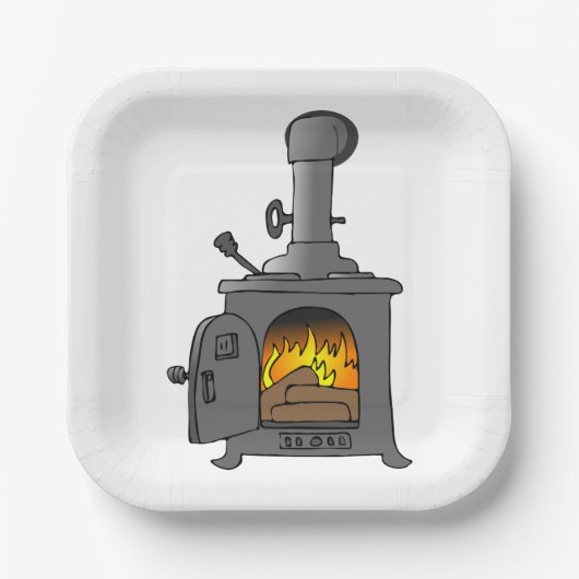 Assiettes En Carton Poêle à bois (Recto)