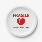 Assiettes En Carton Poignée Cardiaque Fragile Avec Soin (Devant)
