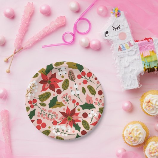 Assiettes En Carton Poinsettia (Fête)
