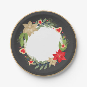 Assiettes En Carton Poinsettia et biscuits festifs Plaque de Noël