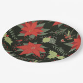 Assiettes En Carton Poinsettia Holly Noël (Angle)