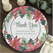 Assiettes En Carton Poinsettia Mariage de Noël Floral Rouge