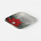 Assiettes En Carton Poinsettia rouge et perles sur le mariage d'hiver (Angulaire)
