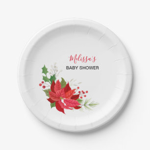 Assiettes En Carton Poinsettia rouge pendre des ornements Dessert