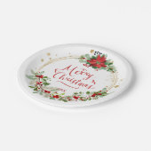 Assiettes En Carton Poinsettia Verdure Feuillage Rouge Berry Noël (Angle)