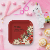 Assiettes En Carton Poinsettias (Fête)