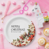 Assiettes En Carton Poinsettias blanc (Fête)