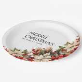 Assiettes En Carton Poinsettias blanc (Angle)