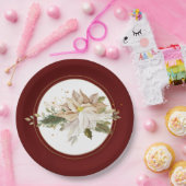 Assiettes En Carton Poinsettias Blanches et Feuilles de Parties scinti (Fête)