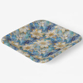 Assiettes En Carton Poinsettias de Noël Blanc Bleu (Angulaire)