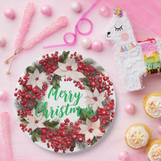 Assiettes En Carton Poinsettias de Noël et Holly (Fête)