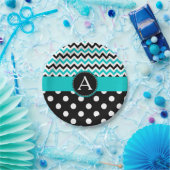 Assiettes En Carton Point de polka de Chevron de turquoise (Fête)