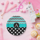 Assiettes En Carton Point de polka de Chevron de turquoise (Fête)