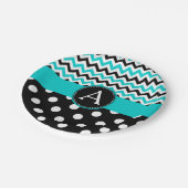 Assiettes En Carton Point de polka de Chevron de turquoise (Angle)