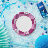 Assiettes En Carton Point de polka de fleurs rétro (Fête)