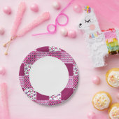 Assiettes En Carton Point de polka de fleurs rétro (Fête)