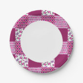 Assiettes En Carton Point de polka de fleurs rétro (Devant)