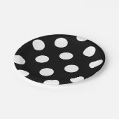 Assiettes En Carton Point Polka blanc sur le Motif noir (Angle)