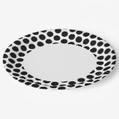 Assiettes En Carton Point Polka noir avec cercle blanc (Angle)