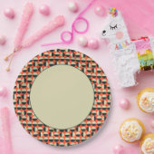 Assiettes En Carton Point rouge noir rétro Soixante Motif (Fête)